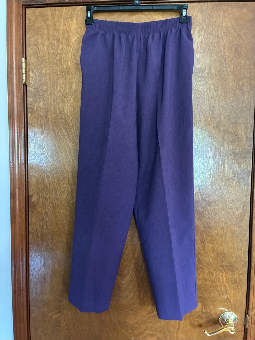 Allison Daley Purple Elastic-Waist Straight Pants Size 12